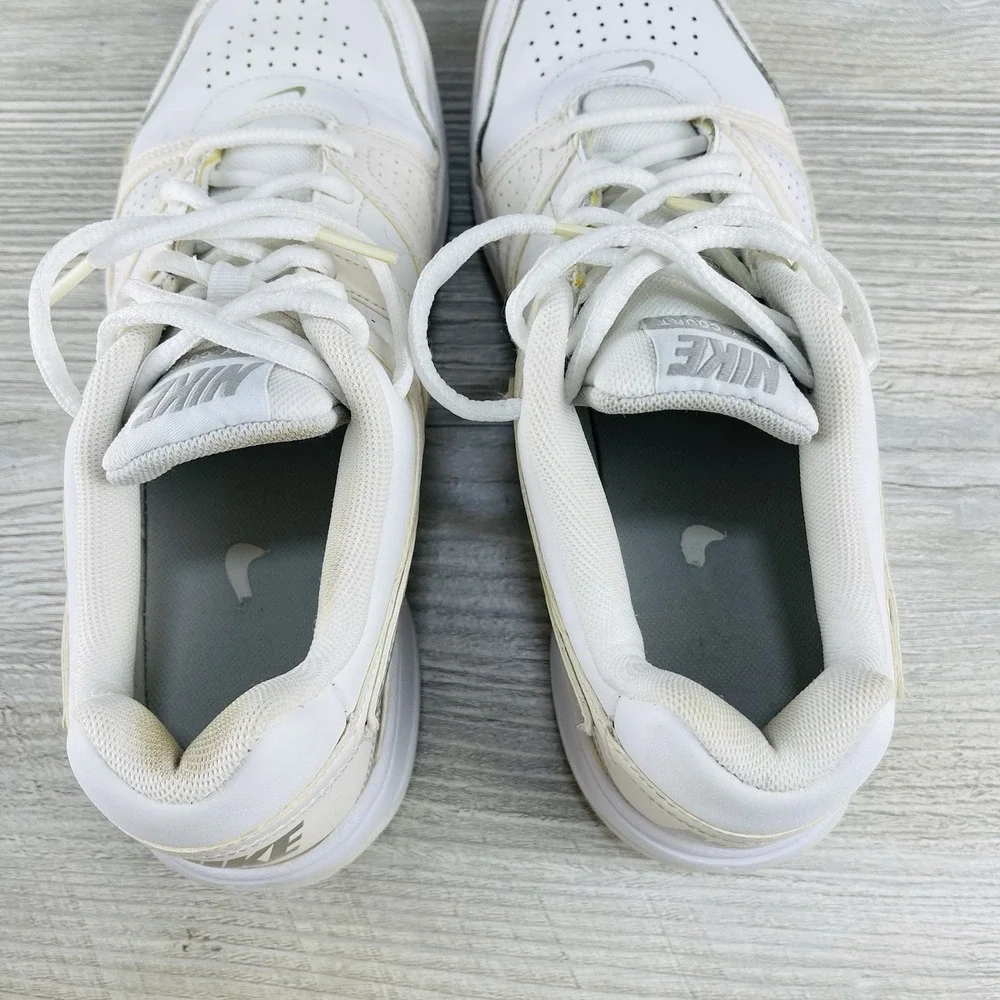 Nike Women City Court Low Top White Sneakers Size 9.5 White Silver Athletic